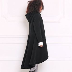 Wool Blend Hooded Swing Coat